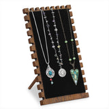 #WD7865BR Natural Wood & Black Velvet Necklace display Stand for Multiple Necklaces