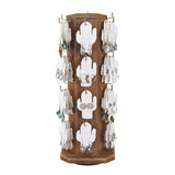 #WD7918-BR Free Assemble 24 Hooks Wood Hexagon 6 Sided Rotating Jewelry Tower Display Stand Tower for Earrings,Bracelets, Earring Display Stand