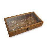 Antique Colored Wooden Jewelry Case with Glass Lid-Nile Corp
