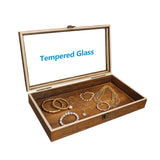 Antique Colored Wooden Jewelry Case with Glass Lid-Nile Corp