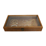 Antique Colored Wooden Jewelry Case with Glass Lid-Nile Corp