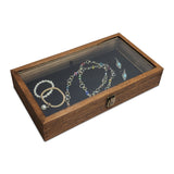 Antique Colored Wooden Jewelry Case with Glass Lid-Nile Corp