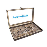 Antique Colored Wooden Jewelry Case with Glass Lid-Nile Corp