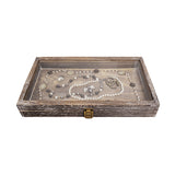 Antique Colored Wooden Jewelry Case with Glass Lid-Nile Corp