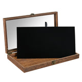 Crafted Wooden Jewelry Display Case Tempered Glass Hinge Lid, Removable Black Luxurious Velvet Pad