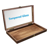 #WD83C Antique Wood Storage Case with Tempered Glass View Top