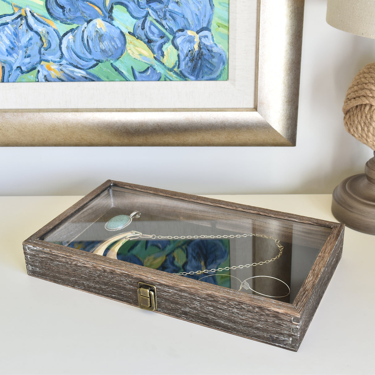 #WD83C+93-1 BK Wooden Jewelry Display Case with Black Velvet Pad 