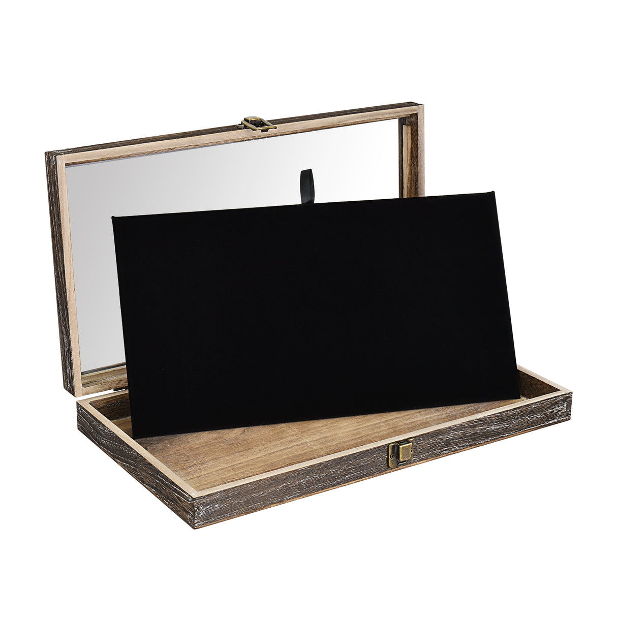 #WD83C+93-1 BK Wooden Jewelry Display Case with Black Velvet Pad 