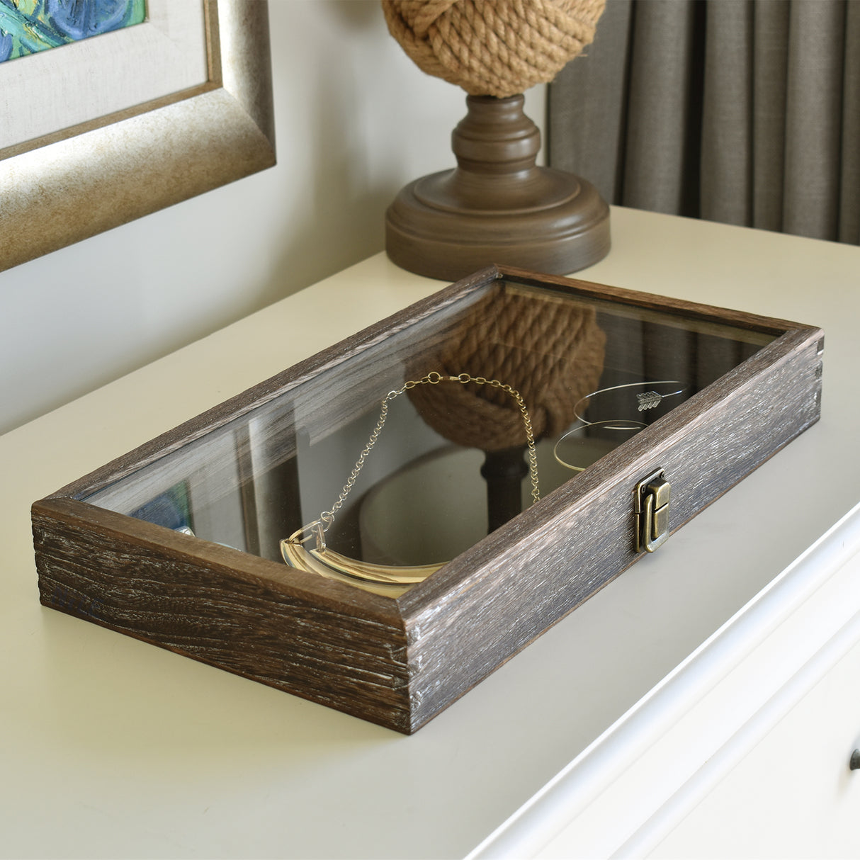 #WD83C+93-1 BK Wooden Jewelry Display Case with Black Velvet Pad 