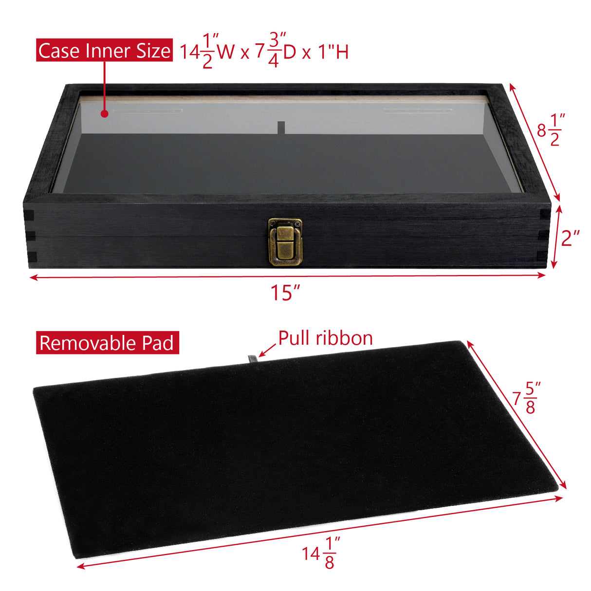 #WD83C+93-1 BK Wooden Jewelry Display Case with Black Velvet Pad 