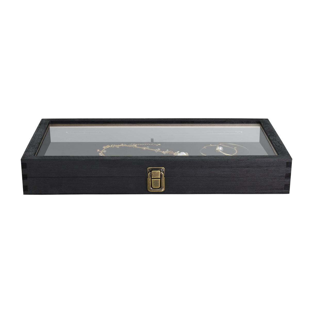 #WD83C+93-1 BK Wooden Jewelry Display Case with Black Velvet Pad 