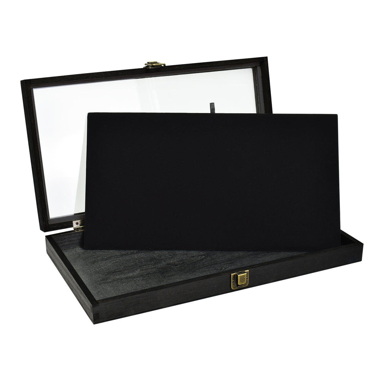 #WD83C+93-1 BK Wooden Jewelry Display Case with Black Velvet Pad 