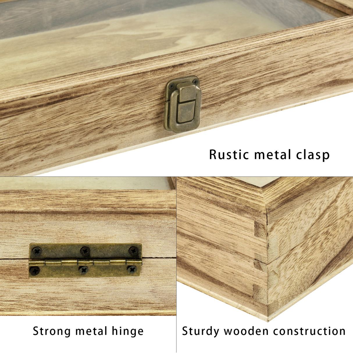 #WD83C+93-1 BK Wooden Jewelry Display Case with Black Velvet Pad 