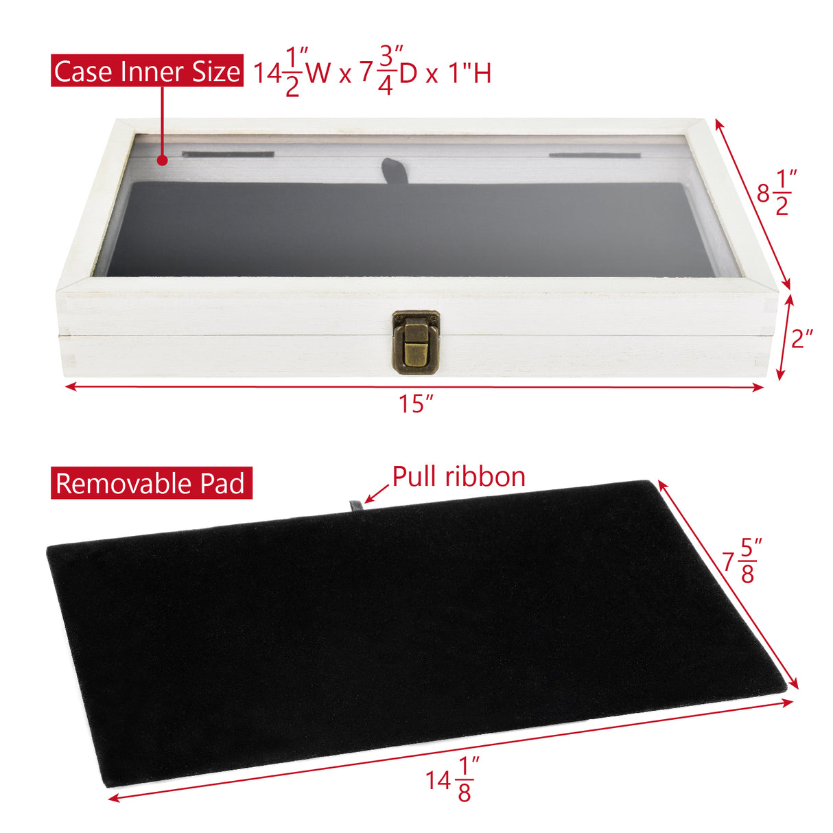 #WD83C+93-1 BK Wooden Jewelry Display Case with Black Velvet Pad 