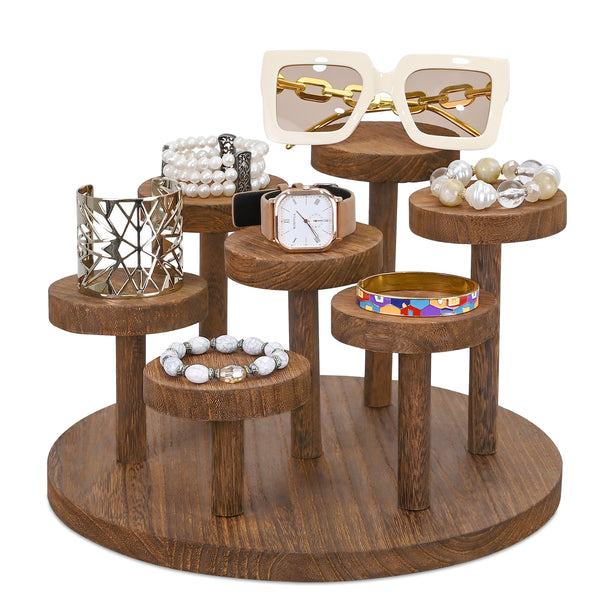 #WD8637 7-Tier Wooden Display Riser for Jewelry, Accessories, and Collectibles items