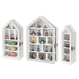 #WD8703 3-Pc Wall-Mounted Wooden Display Case with Glass Doors