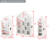 #WD8703 3-Pc Wall-Mounted Wooden Display Case with Glass Doors