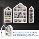 #WD8703 3-Pc Wall-Mounted Wooden Display Case with Glass Doors