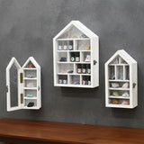 #WD8703 3-Pc Wall-Mounted Wooden Display Case with Glass Doors