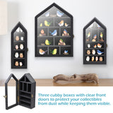 #WD8703 3-Pc Wall-Mounted Wooden Display Case with Glass Doors