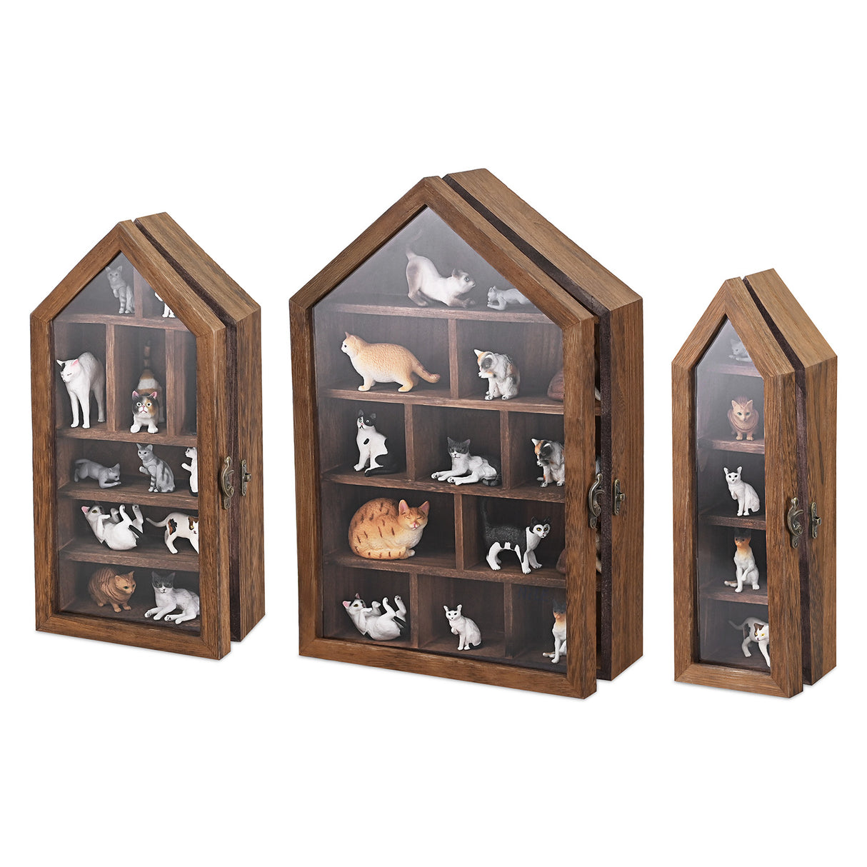 #WD8703 3-Pc Wall-Mounted Wooden Display Case with Glass Doors