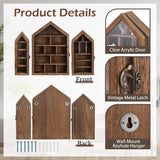 #WD8703 3-Pc Wall-Mounted Wooden Display Case with Glass Doors