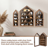 #WD8703 3-Pc Wall-Mounted Wooden Display Case with Glass Doors