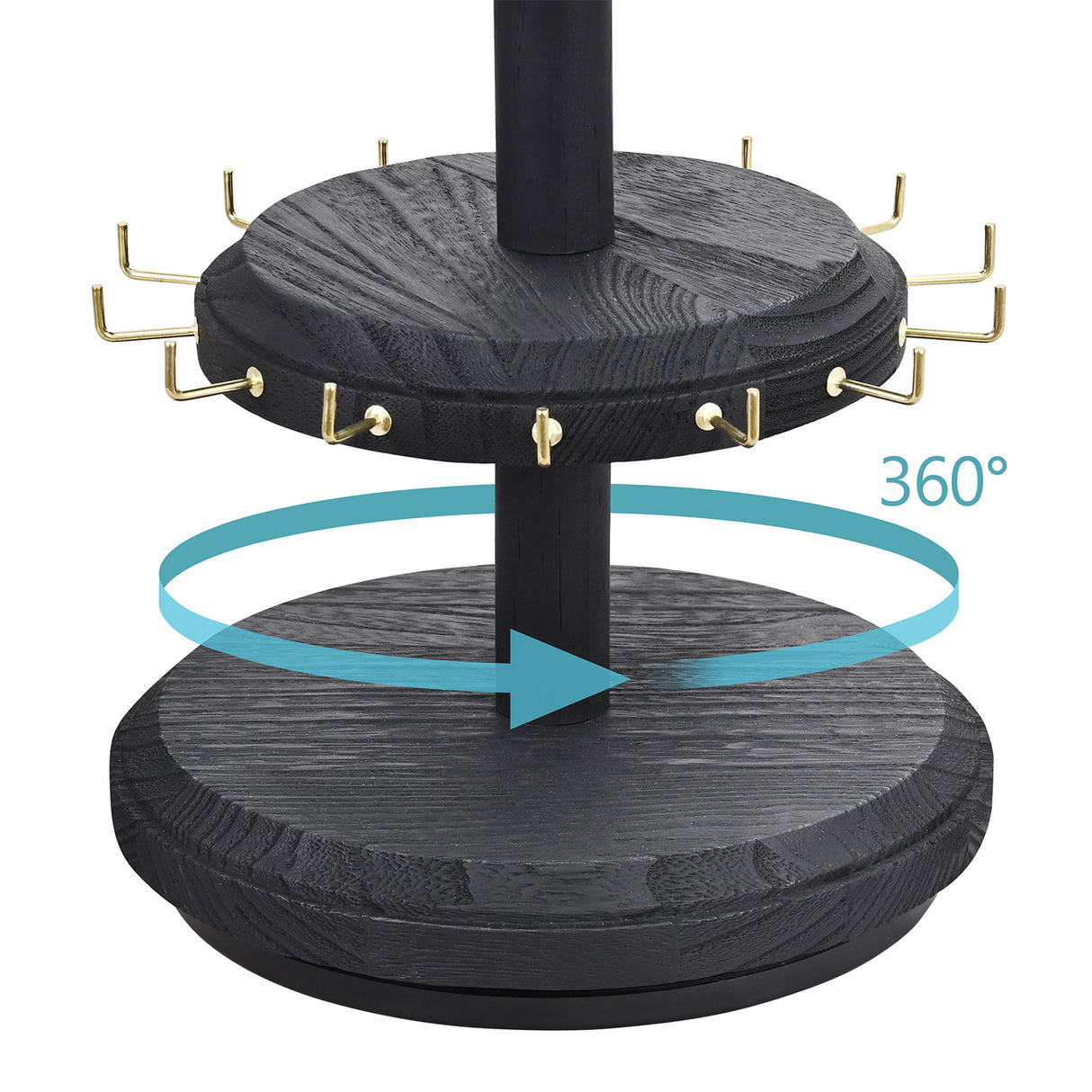 #WD8736 3 Tier Wooden Bracelet Holder, Rotating Bracelet Display, With 42 Hooks