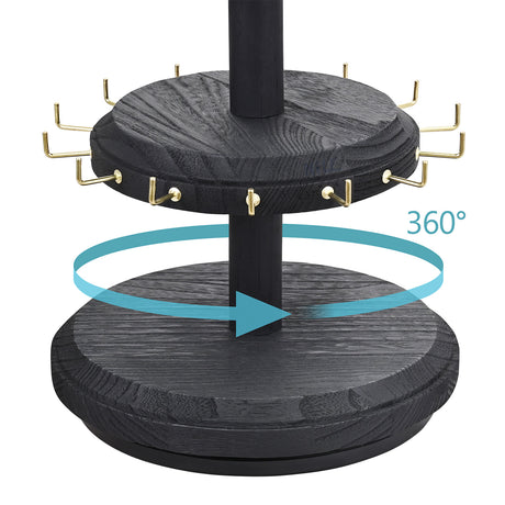 #WD8736 3 Tier Wooden Bracelet Holder, Rotating Bracelet Display, With 42 Hooks