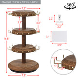 #WD8736 3 Tier Wooden Bracelet Holder, Rotating Bracelet Display, With 42 Hooks