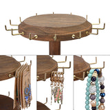 #WD8736 3 Tier Wooden Bracelet Holder, Rotating Bracelet Display, With 42 Hooks