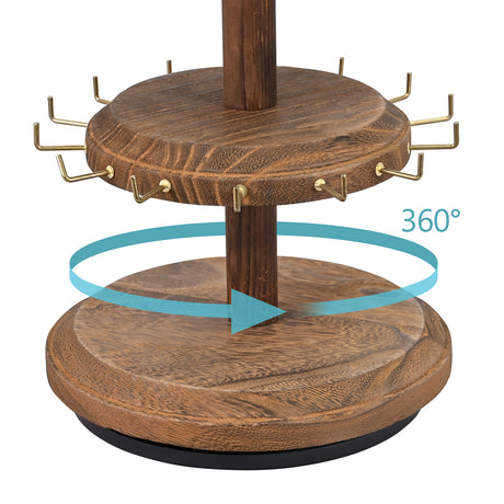#WD8736 3 Tier Wooden Bracelet Holder, Rotating Bracelet Display, With 42 Hooks