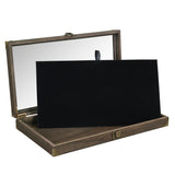 Wooden Tempered Glass Top Jewelry Display Case with Metal Hinge and Removable Black Velvet Pad