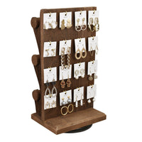 #WD5062 Wooden Rotating Two-Sided Jewelry Display Stand 32 Hooks