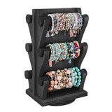 Two-Sided Rotating Wooden Jewelry Bracelet Display Stand-6 Removable Holders