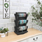 #WD9866 Two-Sided Rotating Wooden Jewelry Bracelet Display Stand-6 Removable Holders, 3 Tier Bar Bangle Organizer-Perfect