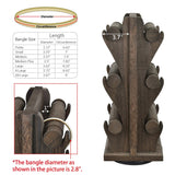 #WD9866 Two-Sided Rotating Wooden Jewelry Bracelet Display Stand-6 Removable Holders, 3 Tier Bar Bangle Organizer-Perfect