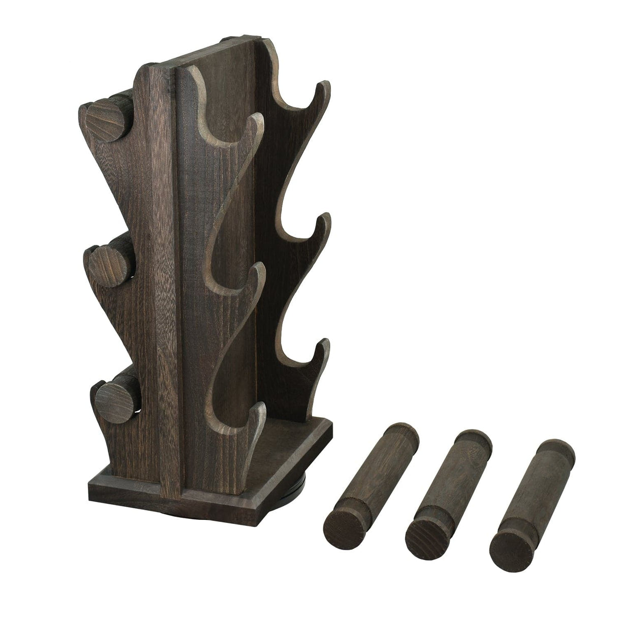 #WD9866 Two-Sided Rotating Wooden Jewelry Bracelet Display Stand-6 Removable Holders, 3 Tier Bar Bangle Organizer-Perfect