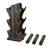 #WD9866 Two-Sided Rotating Wooden Jewelry Bracelet Display Stand-6 Removable Holders, 3 Tier Bar Bangle Organizer-Perfect