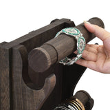 #WD9866 Two-Sided Rotating Wooden Jewelry Bracelet Display Stand-6 Removable Holders, 3 Tier Bar Bangle Organizer-Perfect