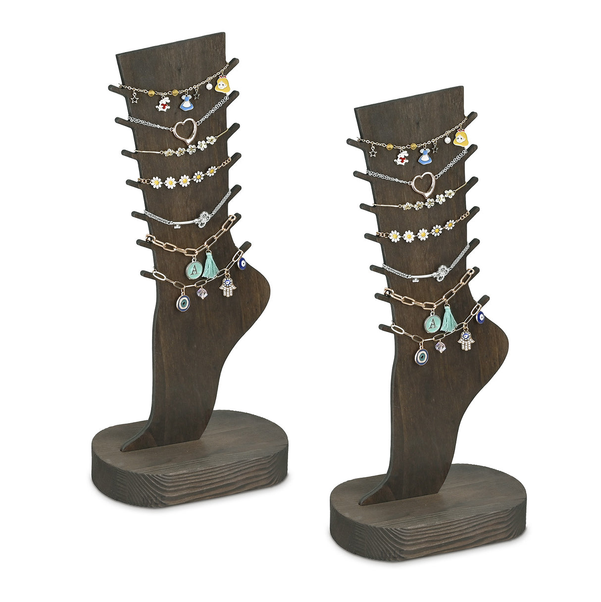 2 Pcs Set Two-Way Tabletop or Wall-Mountable Jewelry Anklets Display