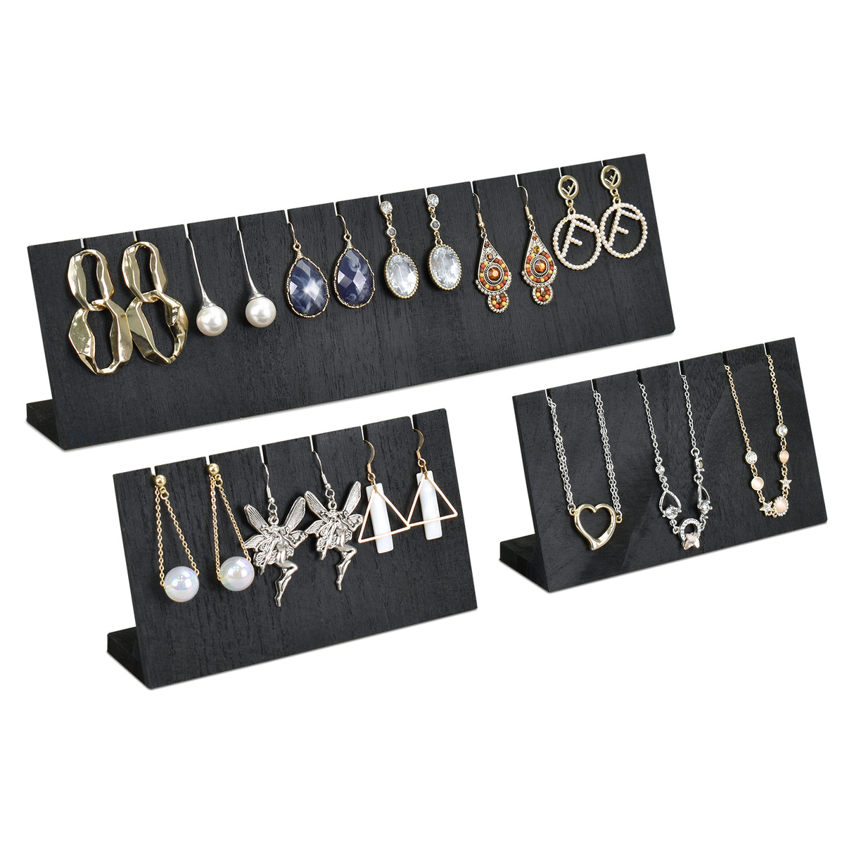 3 Pcs Wooden Earring Display Stand
