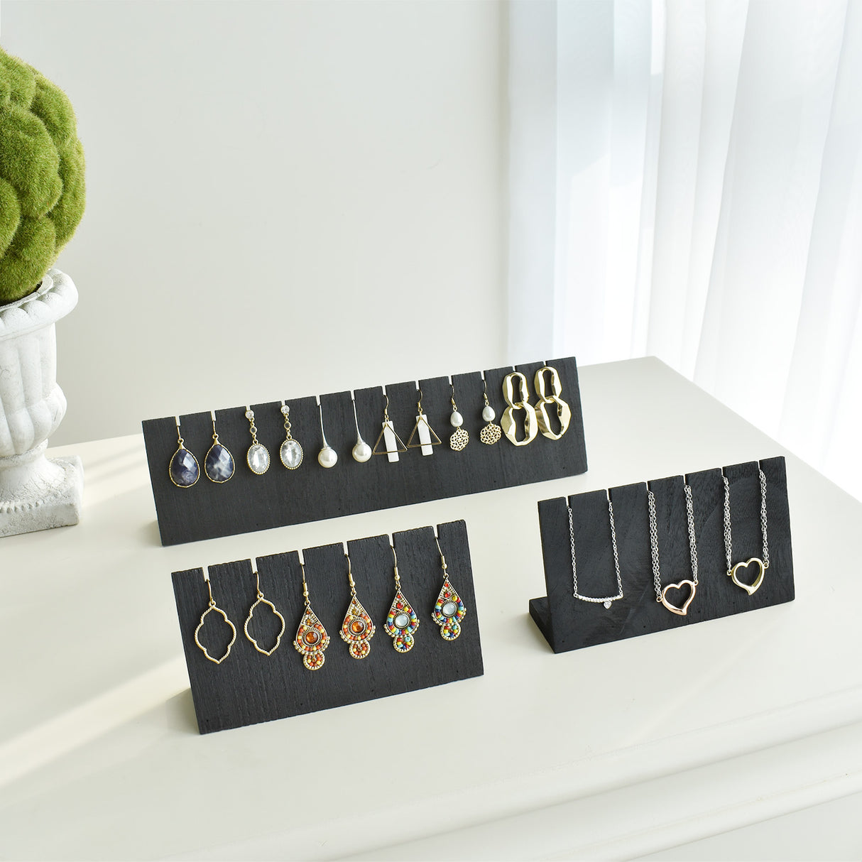 3 Pcs Wooden Earring Display Stand