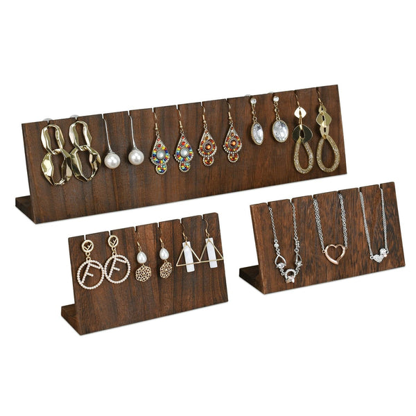 3 Pcs Wooden Earring Display Stand