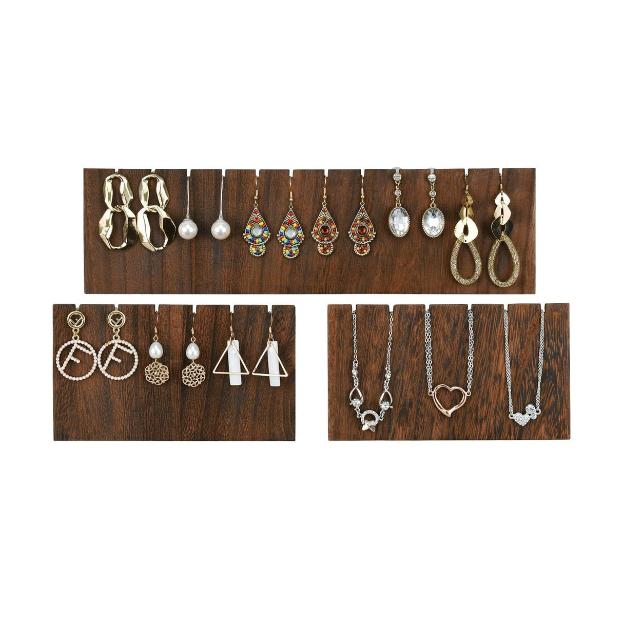 3 Pcs Wooden Earring Display Stand