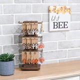 #WDJ5036  Natural Wood Rotating 36 Hooks Jewelry Tower