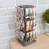 #WDJ5036  Natural Wood Rotating 36 Hooks Jewelry Tower