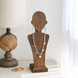 Portable Wooden Mannequin Jewelry Stand, Jewelry Display Organizer for Earrings & Multiple Necklace