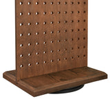 #WDJ6330BR Wooden Rotating Two-Sided Pegboard Jewelry Display Stand with 30 Removable Hooks, Brown Color