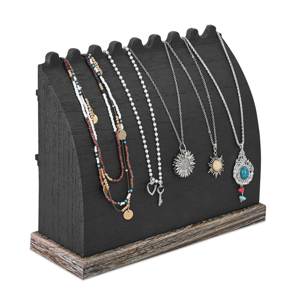 #WDJ7739BK Wooden Necklace Display  Stand for 9 Necklaces, Necklace Stand, Wood Necklace Display Stand